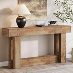 Console en bois de 62,99 po, table d'entrée de ferme étroite et longue à 2 niveaux