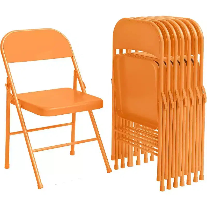 Lot de 8 chaises pliantes tout acier avec dossier, chaises pliantes en métal robustes, capacité de 159 kg, convient pour l'intérieur et l'extérieur