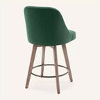 Lot de 4 tabourets de bar pivotants à hauteur de comptoir Bekrvio 26 po avec dossiers et pieds en bois, tabourets de bar rembourrés en tissu lin/similicuir pour îlot de cuisine