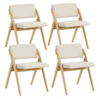 Gymax Ensemble de 4 chaises de salle à manger Chaise de cuisine pliante avec pieds en bois d'hévéa