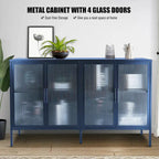 Meuble en métal et verre trempé avec étagère réglable