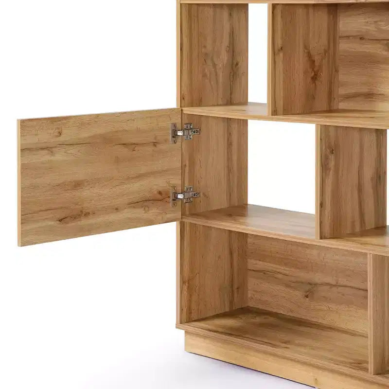 Bibliothèque haute LuxenHome de 173 cm avec 8 étagères et 2 armoires, bibliothèque à cubes à 5 niveaux avec portes, étagère de présentation avec rangement pour salon marron