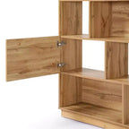 Bibliothèque haute LuxenHome de 173 cm avec 8 étagères et 2 armoires, bibliothèque à cubes à 5 niveaux avec portes, étagère de présentation avec rangement pour salon marron