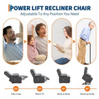 Fauteuil inclinable releveur avec massage et chauffage, fauteuils inclinables électriques surdimensionnés, siège de cinéma maison avec 2 porte-gobelets latéraux, fauteuil simple inclinable à bascule