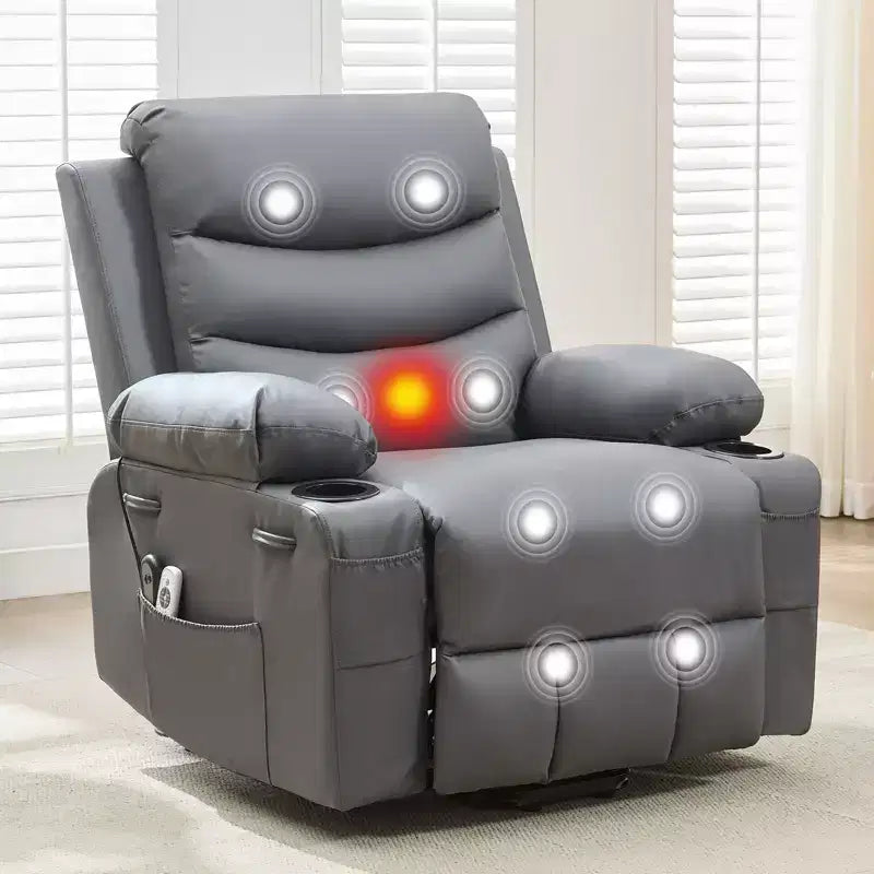 Fauteuil inclinable releveur avec massage et chauffage, fauteuils inclinables électriques surdimensionnés, siège de cinéma maison avec 2 porte-gobelets latéraux, fauteuil simple inclinable à bascule