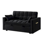 Canapé-lit convertible 4-en-1 – Causeuse en velours – Lit d'appoint avec dossier inclinable, 2 poches latérales