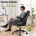 Chaise de Bureau de Direction en Cuir KERDOM, Chaise de Bureau Ergonomique avec Roulettes