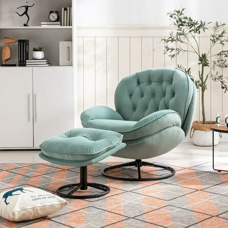 Fauteuil d'appoint avec pouf