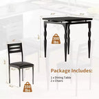Ensemble de salle à manger 3 pièces pour petits espaces, table et 2 chaises à pieds en spirale, ensemble de table de cuisine compact pour appartements