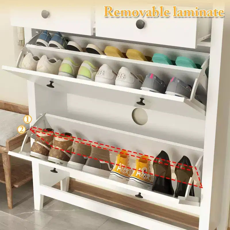 Meuble à chaussures basculant Famapy : Élégant, spacieux et astucieux pour votre entrée