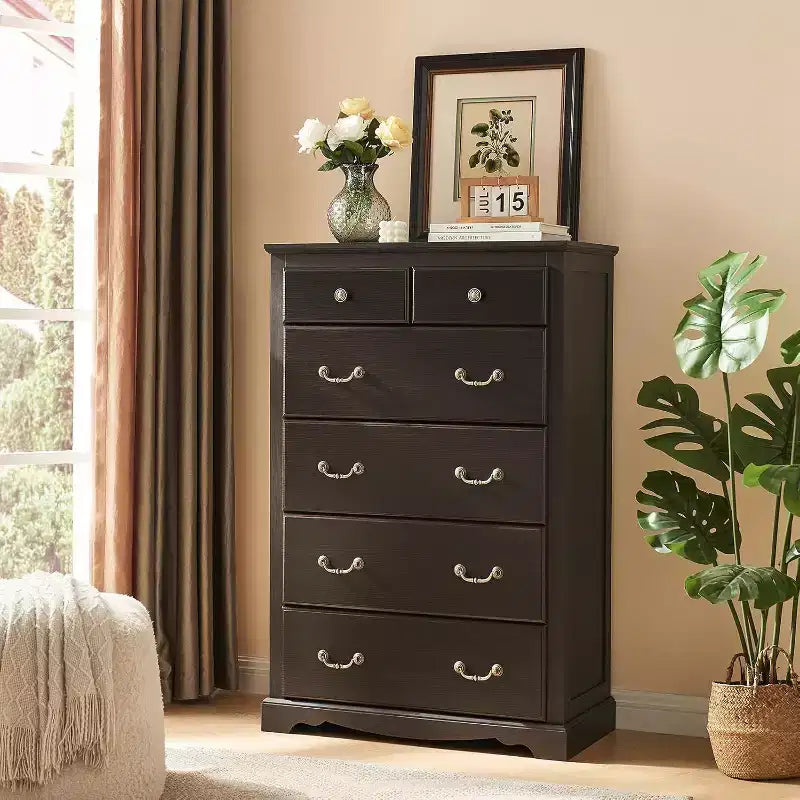 Commode de chambre AMERLIFE, style campagne avec poignées métalliques vintage