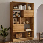 Bibliothèque haute LuxenHome de 173 cm avec 8 étagères et 2 armoires, bibliothèque à cubes à 5 niveaux avec portes, étagère de présentation avec rangement pour salon marron