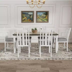 Ensemble de salle à manger extensible de style ferme pour 6 personnes, table rectangulaire et 6 chaises rembourrées