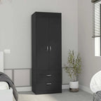 18.9 Armoire moderne à deux portes avec deux tiroirs inférieurs et tringle de suspension pour chambre à coucher