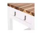 Desserte de cuisine roulante avec plateau en bois d'acacia, tiroirs, 97,5 cm L x 47 cm P, Blanc