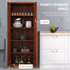 Garde-manger de cuisine 2 portes de 160 cm, meuble de rangement autoportant avec 5 étagères et 2 étagères réglables pour salle à manger