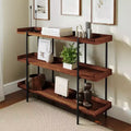 Flash Furniture Mayfair 3 Shelf 35H Storage Display Unit Bookcase with Black Metal Frame in Rustic Wood Grain Finish
