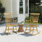 Costway Lot de 2 chaises à bascule en bois, finition brillante, blanc/café