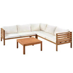 Ensemble de canapé d'angle d'extérieur Polibi Acacia avec table basse assortie