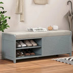 Banc de rangement en bois massif 43.30 avec stores contemporains à l'aspect vieilli