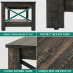 Table basse d'appoint en bois style rustique avec grande étagère de rangement