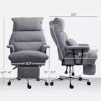Fauteuil de bureau de direction avec soutien lombaire, repose-pieds, dossier haut inclinable, rembourré