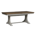 Ensemble de salle à manger avec table à tréteaux 6 pièces "Farmhouse Reimagined" blanc antique et châtaigne
