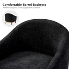 Fauteuil tonneau moderne Augus en bouclette avec pieds en bois massif par HULALA HOME