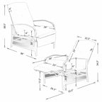 Fauteuil inclinable de salon réglable avec coussin – 38 (P) x 26,5 (L) x 38,5 (H) pouces