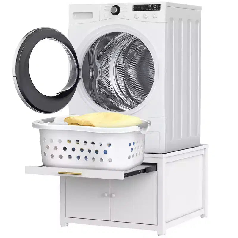 Socle pour laveuse et sécheuse en métal robuste noir/blanc – Unité simple, anti-vibration