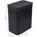 Panier à linge double en bambou avec couvercle et doublure en tissu - Noir