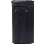 Panier à linge double en bambou avec couvercle et doublure en tissu - Noir