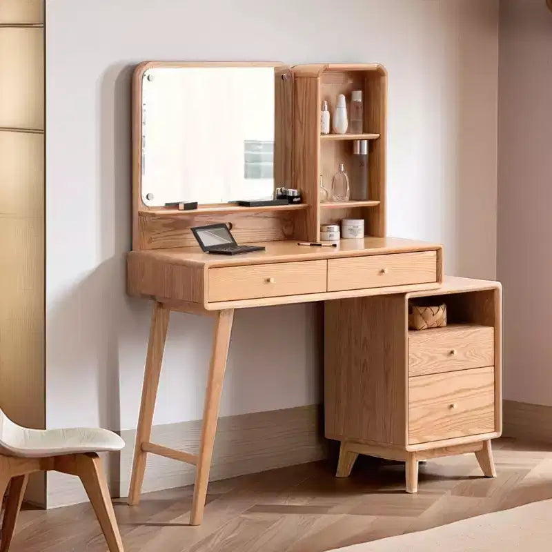 Commode GDFStudio Crichton en chêne massif moderne avec 4 tiroirs et étagères
