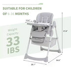 Chaise haute pliable pour bébés et tout-petits, chaise haute en cuir PU avec dossier réglable, hauteur d'assise, plateau amovible, harnais de sécurité 5 points et roues verrouillables