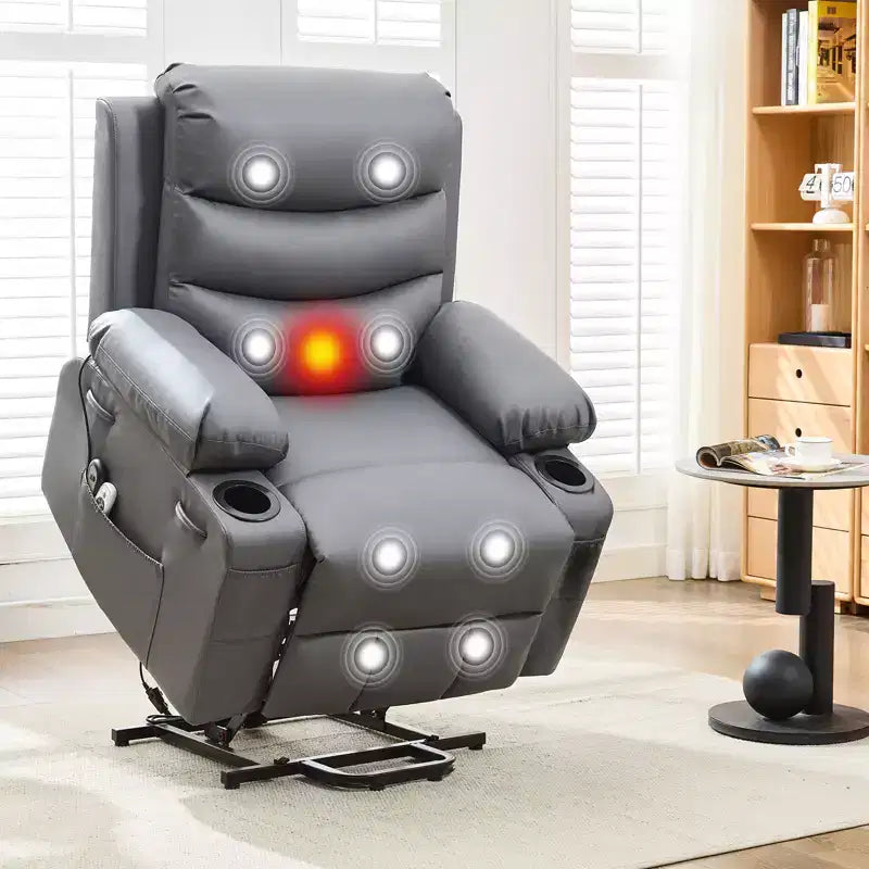 Fauteuil inclinable releveur avec massage et chauffage, fauteuils inclinables électriques surdimensionnés, siège de cinéma maison avec 2 porte-gobelets latéraux, fauteuil simple inclinable à bascule
