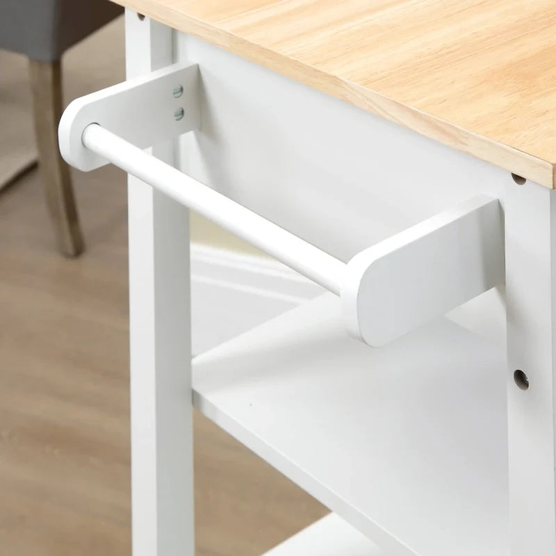 HOMCOM Desserte de cuisine compacte à roulettes, chariot de service roulant avec étagère de rangement et tiroir pour salle à manger