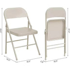 Lot de 8 chaises pliantes tout acier avec dossier, chaises pliantes en métal robustes, capacité de 159 kg, convient pour l'intérieur et l'extérieur