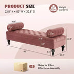 Banc de bout de lit moderne pour chambre à coucher, banc de fenêtre rembourré en velours avec 2 oreillers détachables pour salon ou entrée - Panipeachy