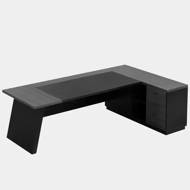 Bureau de direction en L Lantine Modern 78 avec tiroirs et classeur latéral