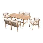 Ensemble de salle à manger d'extérieur Christopher Knight Home Olcott 7 pièces en bois d'acacia avec table extensible et fauteuils en corde tressée