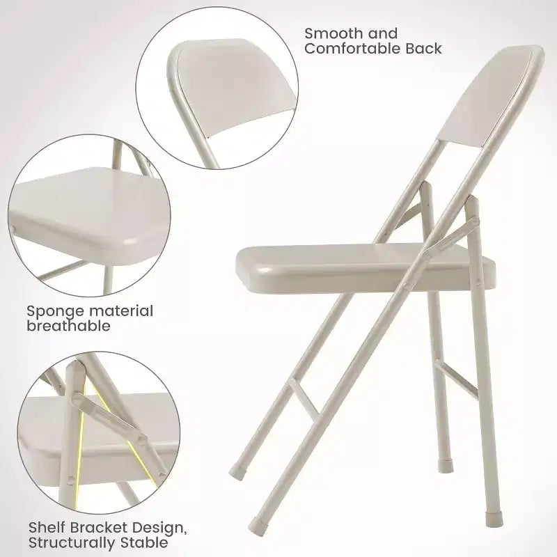 Lot de 8 chaises pliantes tout acier avec dossier, chaises pliantes en métal robustes, capacité de 159 kg, convient pour l'intérieur et l'extérieur