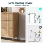 Commode LINSY HOME à 6 tiroirs cannelés pour chambre à coucher, grande commode de style moderne du milieu du siècle avec poignées en métal doré, commodes larges en bois de style bohème