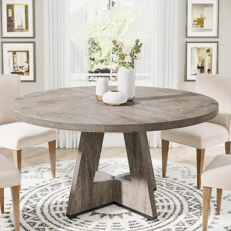 Table à manger ronde de 47 pouces pour 4 personnes, table de salle à manger en bois pour cuisine, salle à manger, salon - N/A