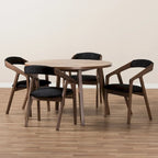 Ensemble de salle à manger 5 pièces en tissu gris de style Mid-century par Baxton Studio