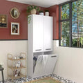 Meuble de Rangement de Salle de Bain Moderne Blanc Famapy avec Panier à Linge Inférieur