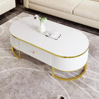 Table basse ovale en bois composite de 47,2 po avec tiroirs de rangement