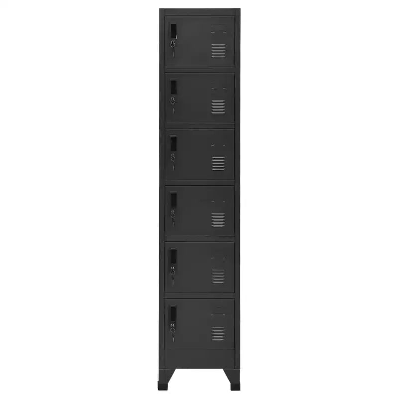Armoire de vestiaire en acier anthracite à 6 portes, multi-utilisateurs