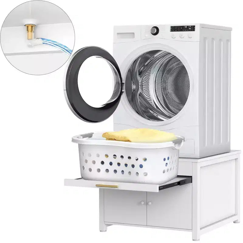 Socle pour laveuse et sécheuse en métal robuste noir/blanc – Unité simple, anti-vibration