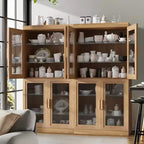 Meuble de rangement décoratif/vitrine en verre noir et grain de bois de 62 po, avec suffisamment d'espace pour 12 étagères