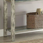 Console à 3 tiroirs gris antique et sarcelle